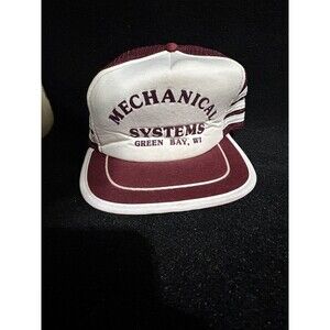 Vintage San Sun Three Stripe Snapback Hat Mechanical Systems Green Bay WI